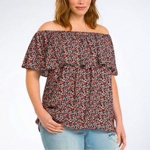 TORRID FLORAL OFF THE SHOULDER TOP
